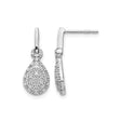 14k White Gold Teardrop Dangle Earrings with Pavé Diamond Cluster Design