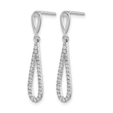 14k White Gold Drop Earrings with Diamonds, Teardrop Dangle Design for Women