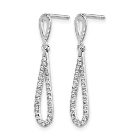 14k White Gold Drop Earrings with Diamonds, Teardrop Dangle Design for Women