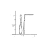 14k White Gold Drop Earrings with Diamonds, Teardrop Dangle Design for Women