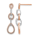 14k Yellow Gold Dangle Earrings with Diamond Accents, Interlocking Teardrop and Oval Links