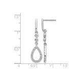 14k White Gold Teardrop Earrings with Diamond Accents, Elegant Dangle Drop Design for Women