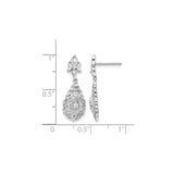 14k White Gold Dangle Earrings with Diamond Accents, Filigree Lace and Floral Design