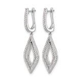 14k White Gold Dangle Earrings with Diamond Double Marquise Open Drops