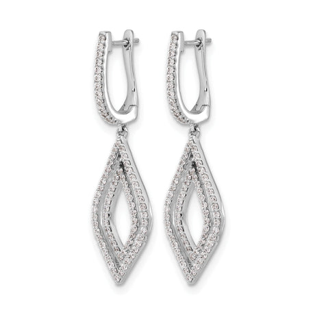 14k White Gold Dangle Earrings with Diamond Double Marquise Open Drops