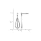 14k White Gold Teardrop Dangle Earrings with Diamond Vertical Row Design for Women