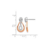 14k Two-Tone Gold Teardrop Earrings with Diamond Accents and Polished Rose Frame