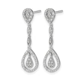 14k White Gold Dangle Earrings with Diamond Teardrop and Marquise Shapes