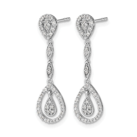 14k White Gold Dangle Earrings with Diamond Teardrop and Marquise Shapes
