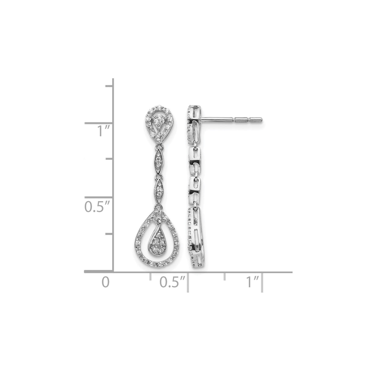 14k White Gold Dangle Earrings with Diamond Teardrop and Marquise Shapes