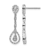 14k White Gold Dangle Earrings with Diamond Teardrop and Marquise Shapes
