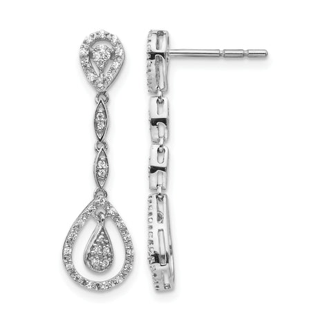 14k White Gold Dangle Earrings with Diamond Teardrop and Marquise Shapes
