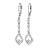 10k White Gold Dangle Earrings with Diamond Accents, Open Marquise Drop Design