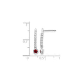 14k White Gold Drop Earrings with Red Diamond Dangle and Clear Diamond Accents, Modern Style