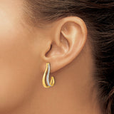 14k Yellow Gold Twisted Hoop Earrings with Diamond Cut Accents, Two Tone Lightweight Design