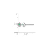 14k White Gold Stud Earrings with Emerald and Diamond Halo, Classic Fine Jewelry for Women