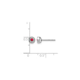 14k White Gold Stud Earrings with Ruby Center and Diamond Halo
