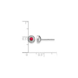 14k White Gold Ruby and Diamond Halo Stud Earrings for Women