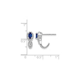 10k White Gold Teardrop Stud Earrings with Blue Sapphire and Diamond Halo