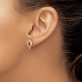 10k Yellow Gold Stud Earrings with Marquise Ruby and Diamond Accents, Swirl Design