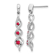 10k White Gold Dangle Earrings with Ruby, Infinity Twist Design for Women