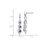 10k White Gold Dangle Earrings with Blue Sapphires and Infinity Twist Design