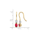 14k Two-Tone Gold Dangle Earrings with Oval Ruby and Diamond Cluster Design for Women