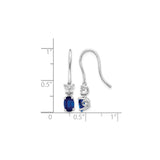 10k White Gold Dangle Earrings with Oval Blue Sapphires and Diamond Accents