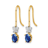 14k Yellow Gold Dangle Earrings with Sapphire and Diamond, DAD Memorial Tribute Design