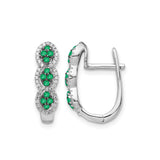 14k White Gold Infinity Hoop Earrings with Emerald and Diamond Accent
