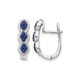 14k White Gold Hoop Earrings with Blue Sapphires and Diamonds, Infinity Design