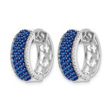 14k White Gold Hoop Earrings with Sapphire and Diamond Pavé, Lightweight Modern Design