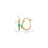 10k Yellow Gold Hoop Earrings with Marquise Cut Emerald and Diamond Accents