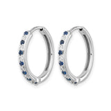 14k White Gold Hoop Earrings with Blue Sapphires and White Diamonds, Classic Formal Style