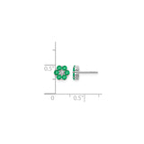 14k White Gold Stud Earrings with Emerald and Diamond Floral Cluster Design for Women