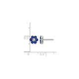 10k White Gold Floral Stud Earrings with Blue Sapphire and Diamond Accent