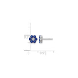 14k White Gold Floral Stud Earrings with Sapphire and Diamond Cluster Design