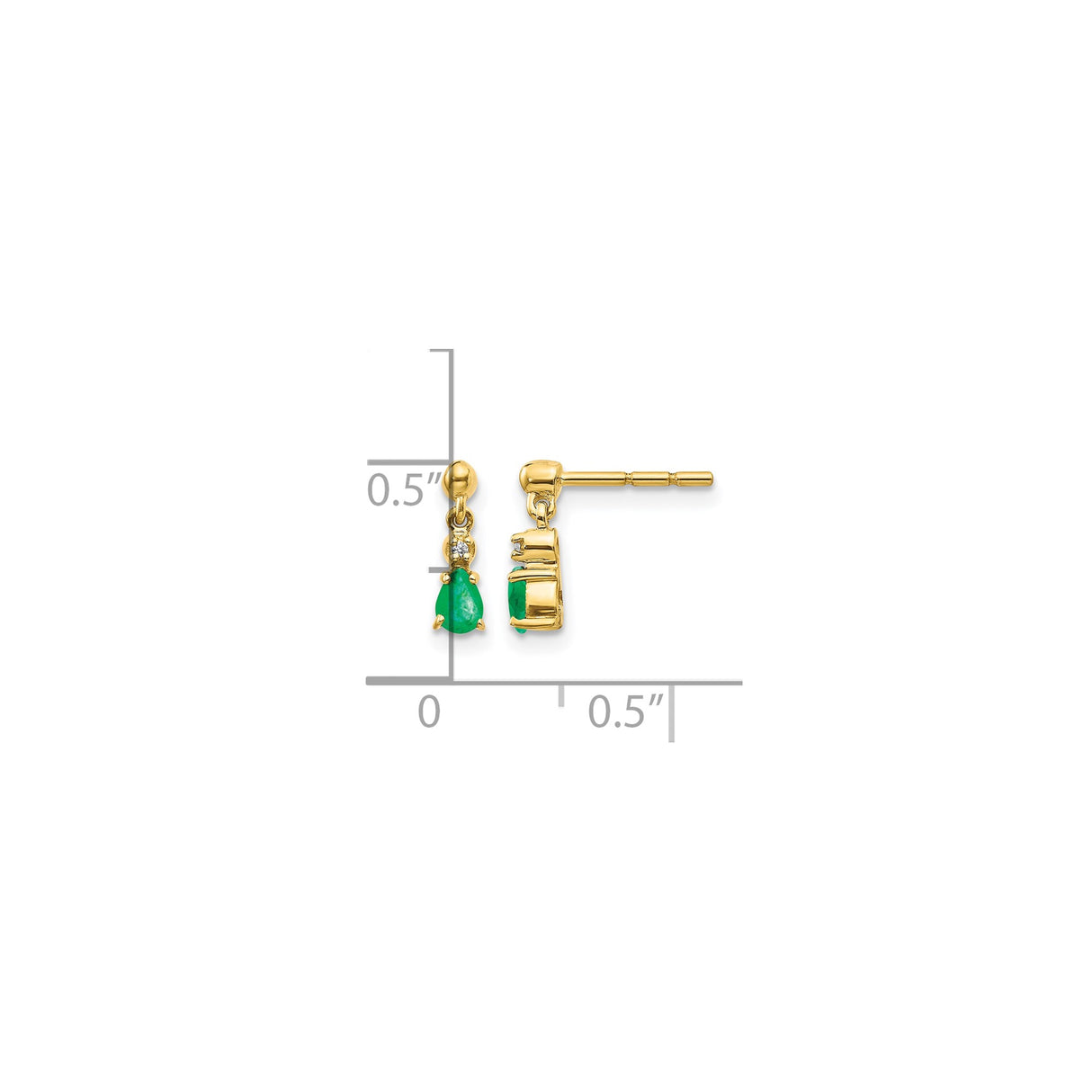 14k Yellow Gold Dangle Earrings with Pear Shaped Emeralds and Diamond Accents