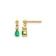 14k Yellow Gold Dangle Earrings with Pear Shaped Emeralds and Diamond Accents