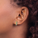 14k Yellow Gold Hoop Earrings with Emeralds and Diamonds, Curved Half Hoops for Women