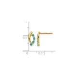 14k Yellow Gold Hoop Earrings with Emeralds and Diamonds, Curved Half Hoops for Women