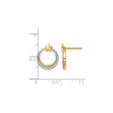 14k Yellow Gold Star and Circle Stud Earrings with Diamond Accents, Celestial Style
