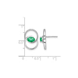 14k White Gold Stud Earrings with Green Emeralds and Diamond Accents in Interlocking Circles