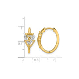 14k Yellow Gold Hoop Earrings with Diamond Pavé, Interlocking Triangle Design, Geometric Style