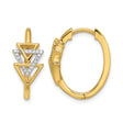 14k Yellow Gold Hoop Earrings with Diamond Pavé, Interlocking Triangle Design, Geometric Style