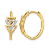 14k Yellow Gold Hoop Earrings with Diamond Pavé, Interlocking Triangle Design, Geometric Style