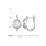 14k White Gold Hoop Earrings with Round Moonstone, Star of David and Diamond Accents