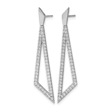 14k White Gold Drop Earrings with Diamonds, Geometric Angular Design
