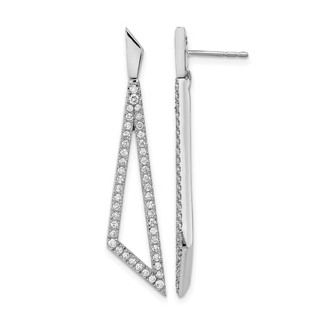 14k White Gold Drop Earrings with Diamonds, Geometric Angular Design