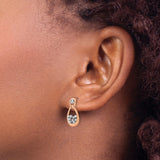 14k Rose Gold Teardrop Earrings with Diamond Cluster and Openwork Loop Design